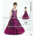 Embroidery beads dark purple kids dress